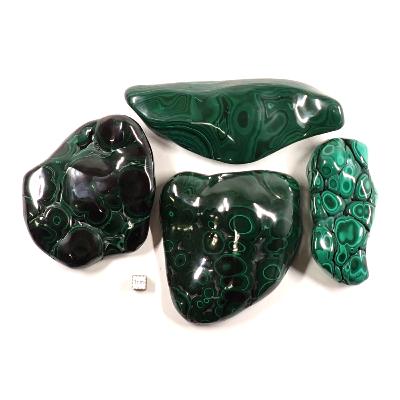 Malachite - Forme libre (morceau polie) n°05 ( Lot de 4 pièces )