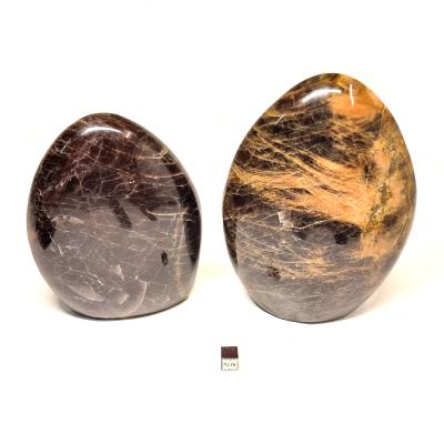 Pierre de Lune Noire - Forme libre n°13 (Lot de 2 pièces) 