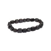 Obsidienne Noire - Bracelets pierres roulées carrées (Lot de 5 pièces)