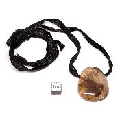 Bois Fossile avec cordon - pendentif pierre plate (Lot de 10 pièces) 
