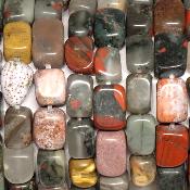 Jaspe Héliotrope - Bracelets pierres roulées carrées (Lot de 5 pièces)