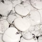Howlite - pendentif coeur (Lot de 10 pièces) 