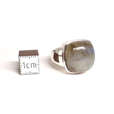 Labradorite - Bagues Carrée Réglable en Argent (Lot de 3 pièce)