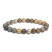 Jaspe Feuille Argent "A" - Bracelets Boules (Lot de 5 pièces)