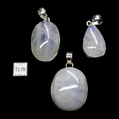 Pierre de Lune Bleutée Pendentifs Argent (Lot de 3 pièces) 2627