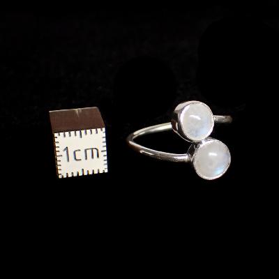 Pierre de Lune Bleutée - Bagues Double Réglable en Argent (Lot de 5 pièce)