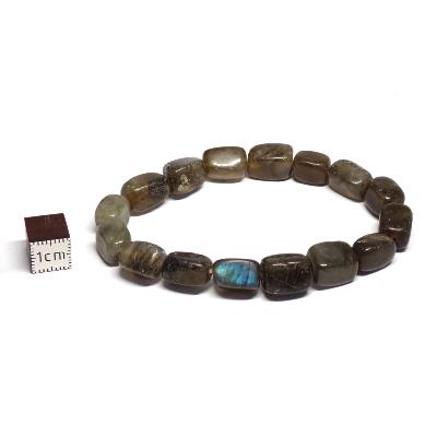Labradorite - Bracelets pierres roulées carrées (Lot de 5 pièces)