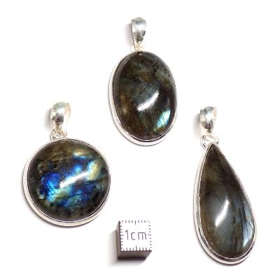 Labradorite Pendentifs Argent (Lot de 3 pièces) 15756