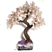 Arbre en pierre de Quartz Rose base Améthyste du Brésil Lot n°2607