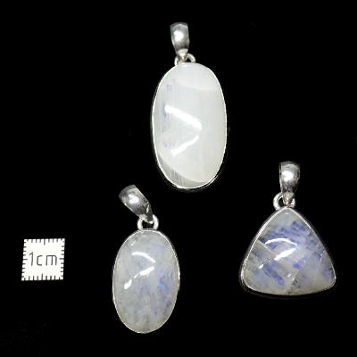 Pierre de Lune Bleutée Pendentifs Argent (Lot de 3 pièces) 2626