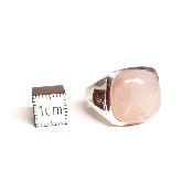 Quartz Rose - Bagues Carrée Réglable en Argent (Lot de 3 pièce)