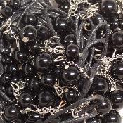 Obsidienne Noire avec cordon - pendentif grappe (Lot de 10 pièces) 