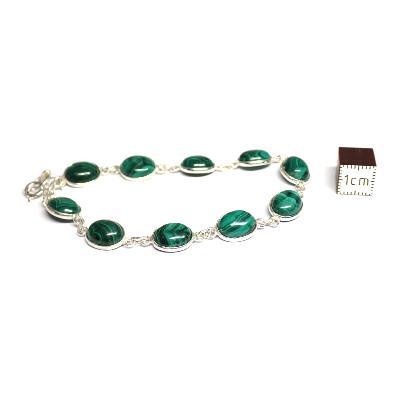 Malachite - Bracelet Ovale en Argent (Lot de 3 pièce)
