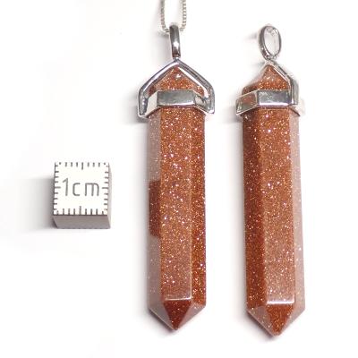 Pierre de Soleil Synthétique - Pendentif Biterminée (Lot de 5 pièces) 