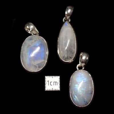 Pierre de Lune Bleutée Pendentifs Argent (Lot de 3 pièces) 15747