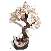 Arbre en pierre de Quartz Rose base Améthyste du Brésil Lot n°2606