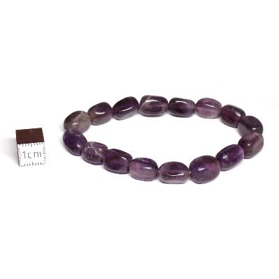 Améthyste - Bracelets pierres roulées carrées (Lot de 5 pièces)