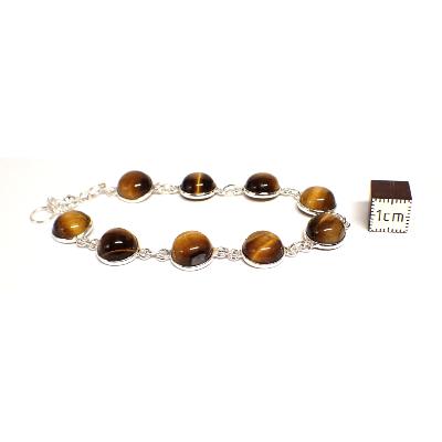 Oeil de Tigre - Bracelet Rond en Argent (Lot de 3 pièce)