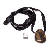 Bois Fossile avec cordon - pendentif pierre plate (Lot de 10 pièces) 