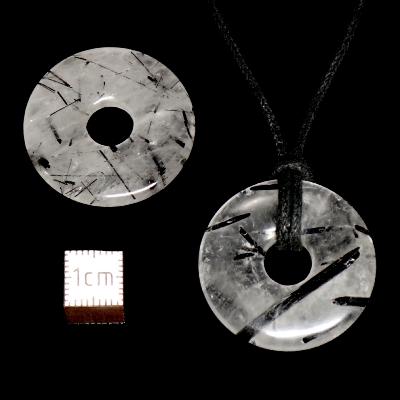 Cristal de roche avec inclusions de Tourmaline - Donut 3 cm Ø (Lot de 10 pièces)  