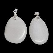 Jade Blanc - pendentif mini pierre plate