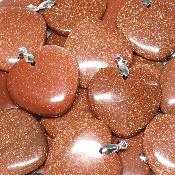 Pierre de Soleil Synthétique - pendentif coeur (Lot de 10 pièces) 