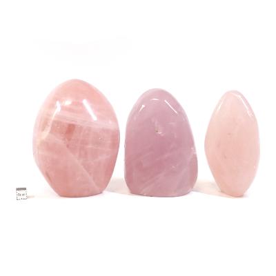 Quartz Rose - Forme libre n° 09 (Lot de 3 pièces)