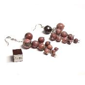 Rhodonite - Boucles d'oreilles en grappes (Lot de 10 pièce) 