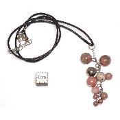 Rhodonite avec cordon - pendentif grappe (Lot de 10 pièces) 