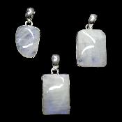 Pierre de Lune Bleutée Pendentifs Argent (Lot de 3 pièces) 2629