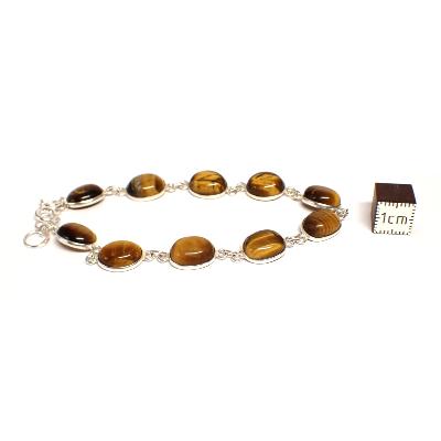 Oeil de Tigre - Bracelet Ovale en Argent (Lot de 3 pièce)