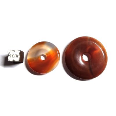 Donut Cornaline 4cm Avec Cordon Cuir - Bijou Pierre Naturelle