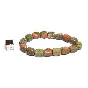 Unakite - Bracelets pierres roulées carrées (Lot de 5 pièces)