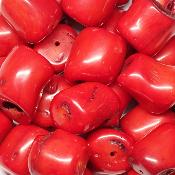 Corail Rouge - Fil de perles Roulées (Lot de 20 perles)