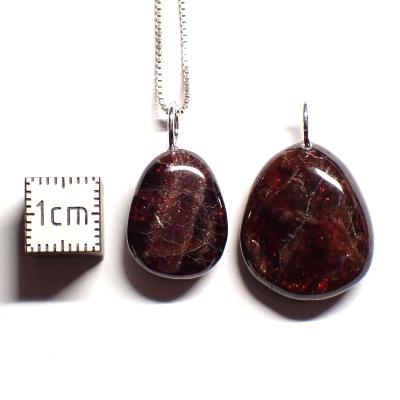Collier Vintage En Grenat Naturel - Perles Chips Rouge Bordeaux - Longueur 48 Cm