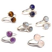 Mixte - Bagues Double Réglable en Argent (Lot de 5 pièce)