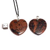 Obsidienne Acajou - pendentif coeur (Lot de 10 pièces) 
