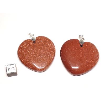 Pierre de Soleil Synthétique - pendentif coeur (Lot de 10 pièces) 