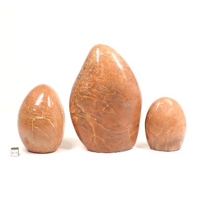 Pierre de Lune Orange - Forme libre n° 04 (Lot de 3 pièces)