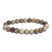 Jaspe Feuille Argent "A" - Bracelets Boules (Lot de 5 pièces)