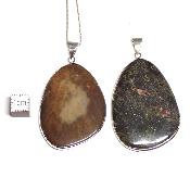 Mixte de pendentif pierre plate cerclée en métal (Lot de 10 pièces) 