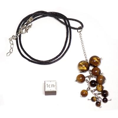 Oeil de Tigre avec cordon - pendentif grappe (Lot de 10 pièces) 