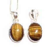 Oeil de Tigre - Pendentif en Argent (Lot de 3 pièce)