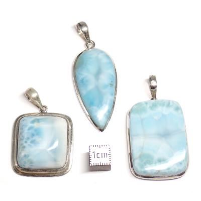 Larimar Pendentifs Argent (Lot de 3 pièces) 15740