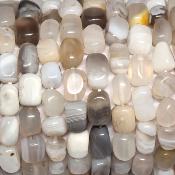 Agate Naturelle - Bracelets pierres roulées carrées (Lot de 5 pièces)