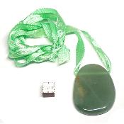 Aventurine Verte avec cordon - pendentif pierre plate (Lot de 5 pièces) 