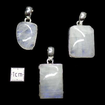 Pierre de Lune Bleutée Pendentifs Argent (Lot de 3 pièces) 2629