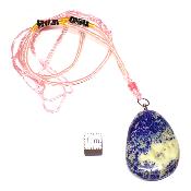 Lapis Lazuli qualité "B" avec cordon - pendentif pierre plate (Lot de 10 pièces) 