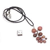 Rhodonite avec cordon - pendentif grappe (Lot de 10 pièces) 
