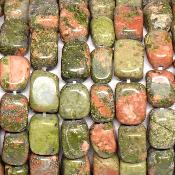 Unakite - Bracelets pierres roulées carrées (Lot de 5 pièces)